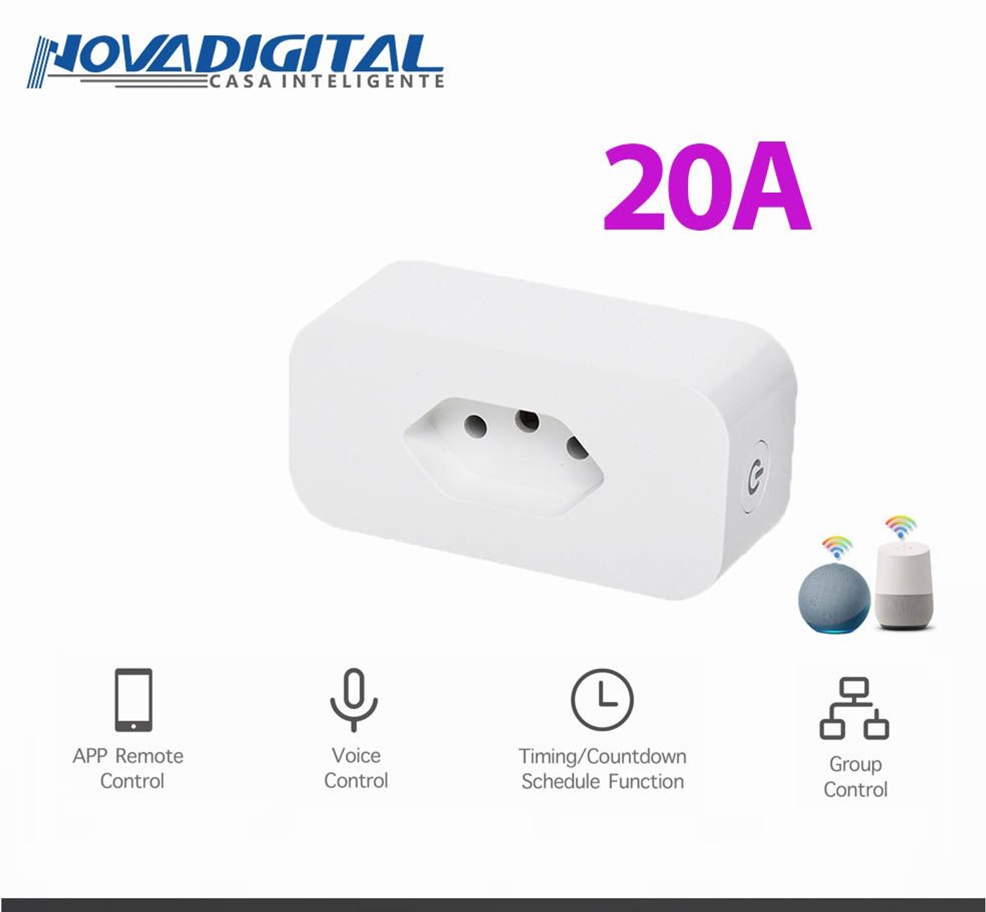 Tomada Inteligente Wifi Smart Home 10A - Novadigital - Utilidades