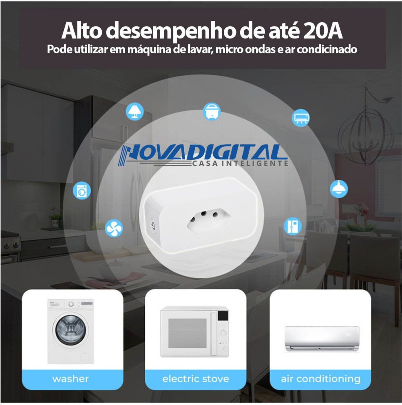 Tomacorriente Novadigital Tomada Inteligente Wi-Fi 16A 2200W Alexa Google  TW-BR Tomada Inteligente Wi-Fi con 1 tomas color blanco