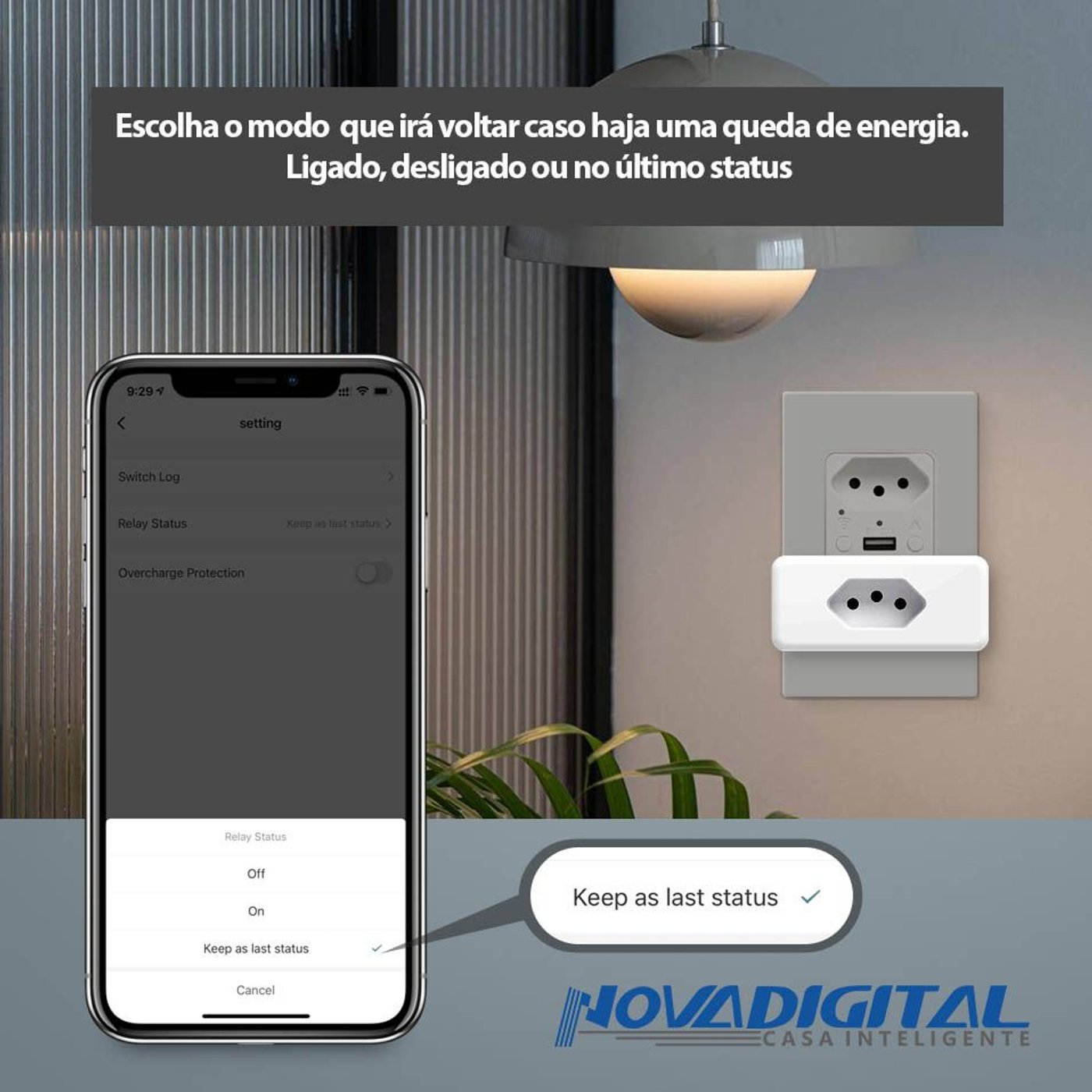 Tomada Inteligente Wifi Novadigital Smart Home Automação Residencial  Celular Wk-BR