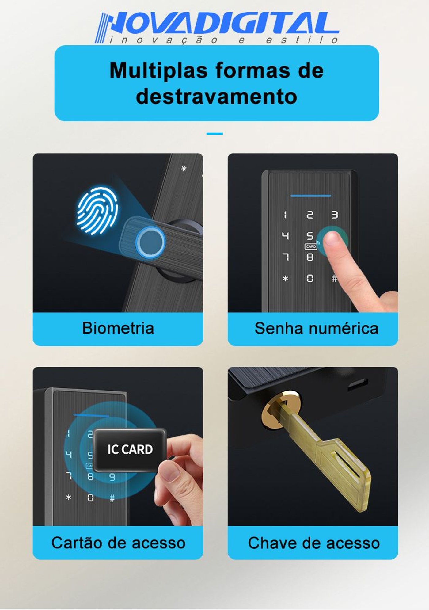 Fechadura Digital Biometria Tag Inteligente WiFi Automação